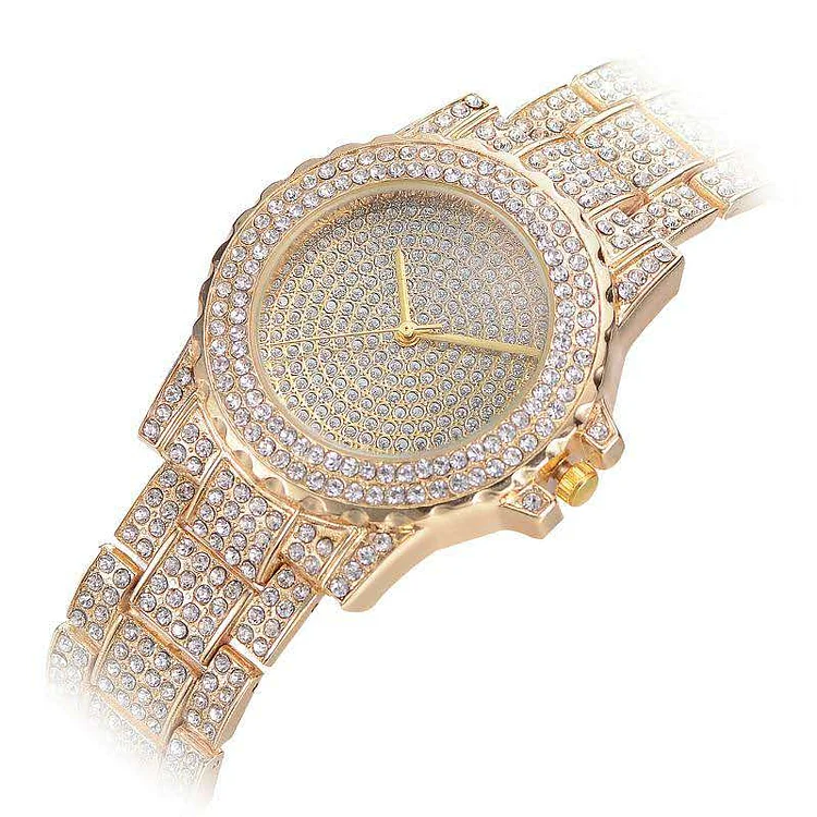 Iced Out Luxury Date Quartz Wrist Watches Hip Hop Jewelry-VESSFUL