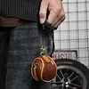 Vegetable Tanned Leather Retro Key Bag Men's And Women's Coin Purse Cowhide Earphone Bag Genuine Leather Waxed Leather Storage Bag