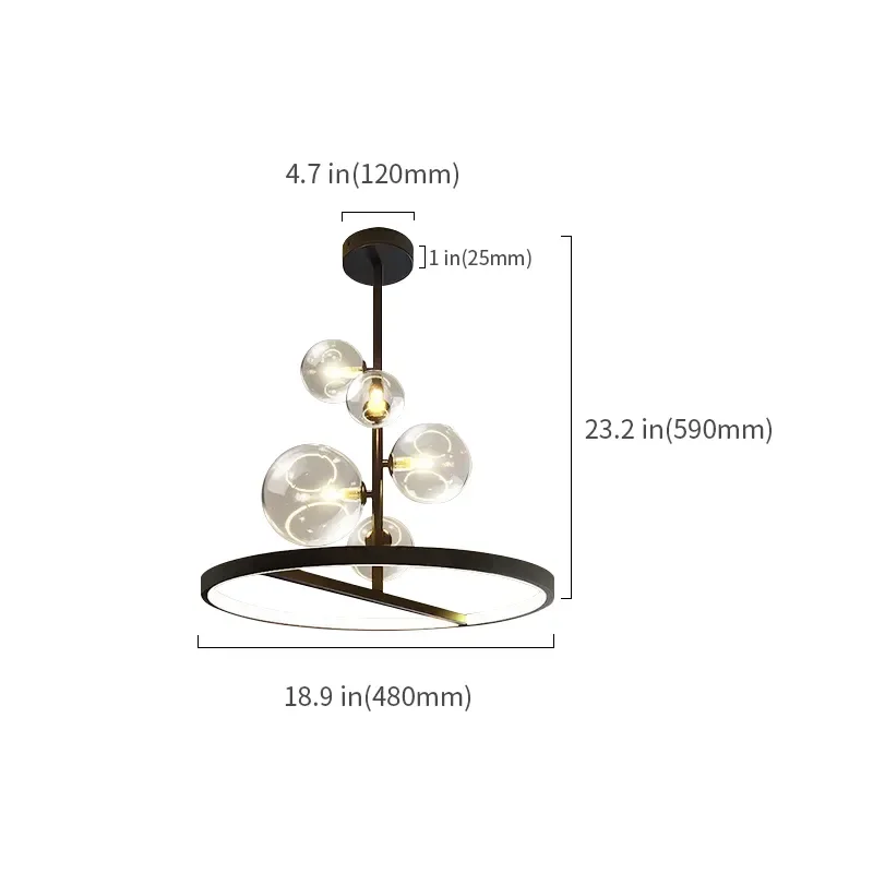Bubi Black Glass Globe Chandelier JOSENART Josenart