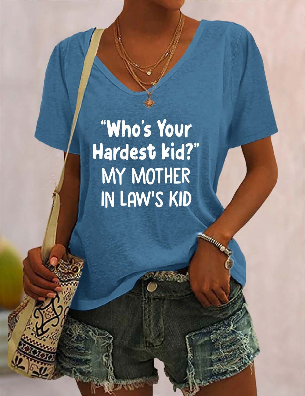 Who's Your Hardest Kid V Neck T-Shirt