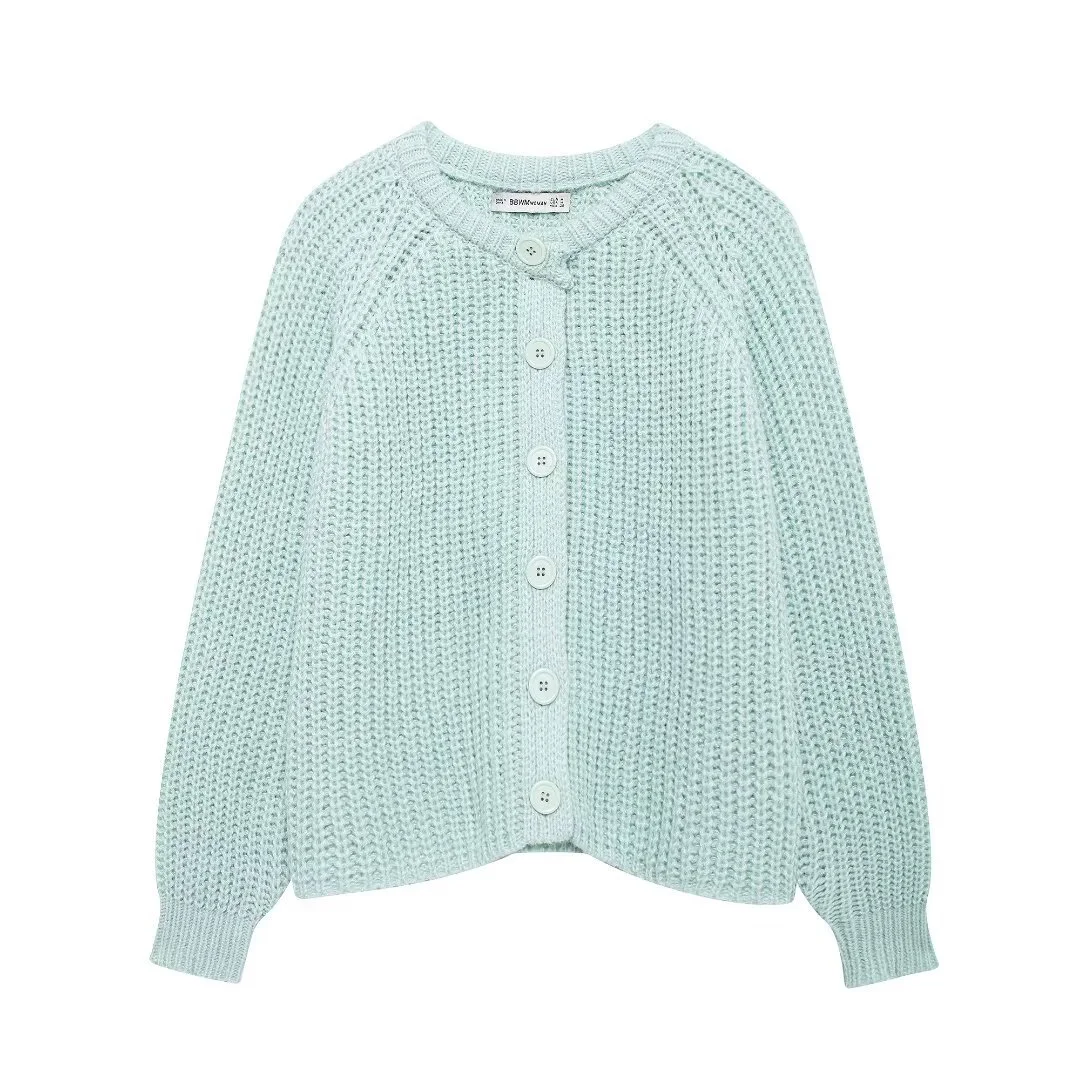 Nigikala Nigikala Women's Y2K2025 Autumn New Solid-Colored Cardigan Long-Sleeved Knitted Sweater Coat Women B66021