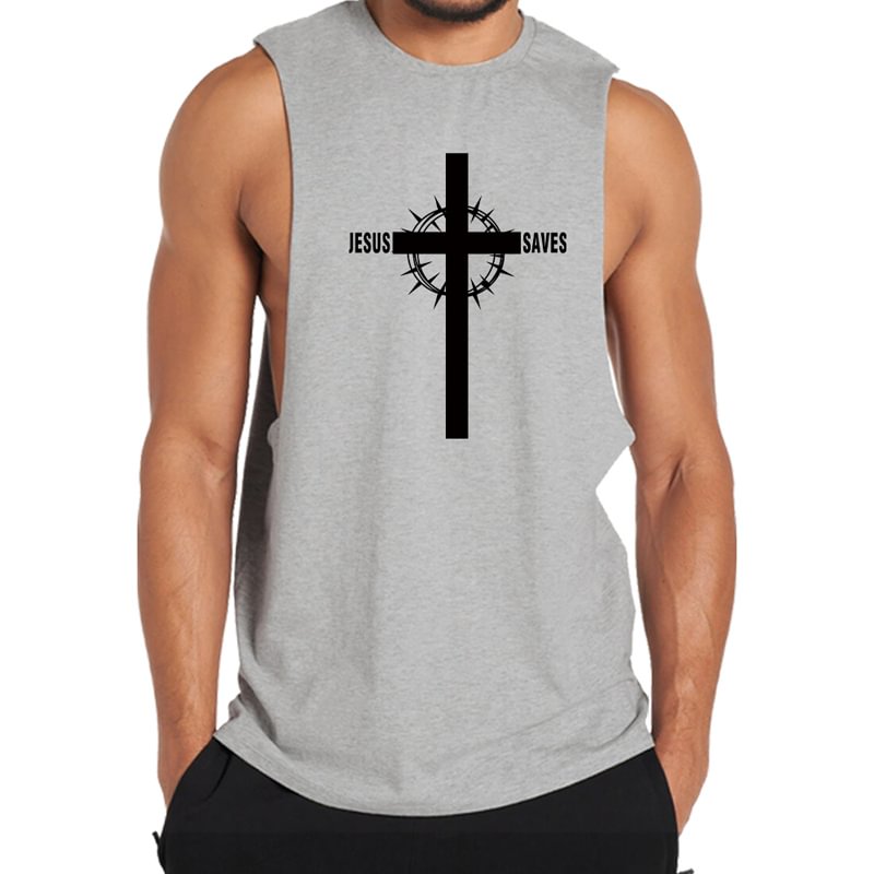 Cotton Jesus Saves Cross Men's Tank Top tacday