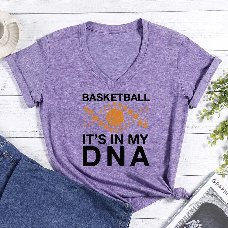 Basketbal is in my DNA V-neck T Shirt-Annaletters