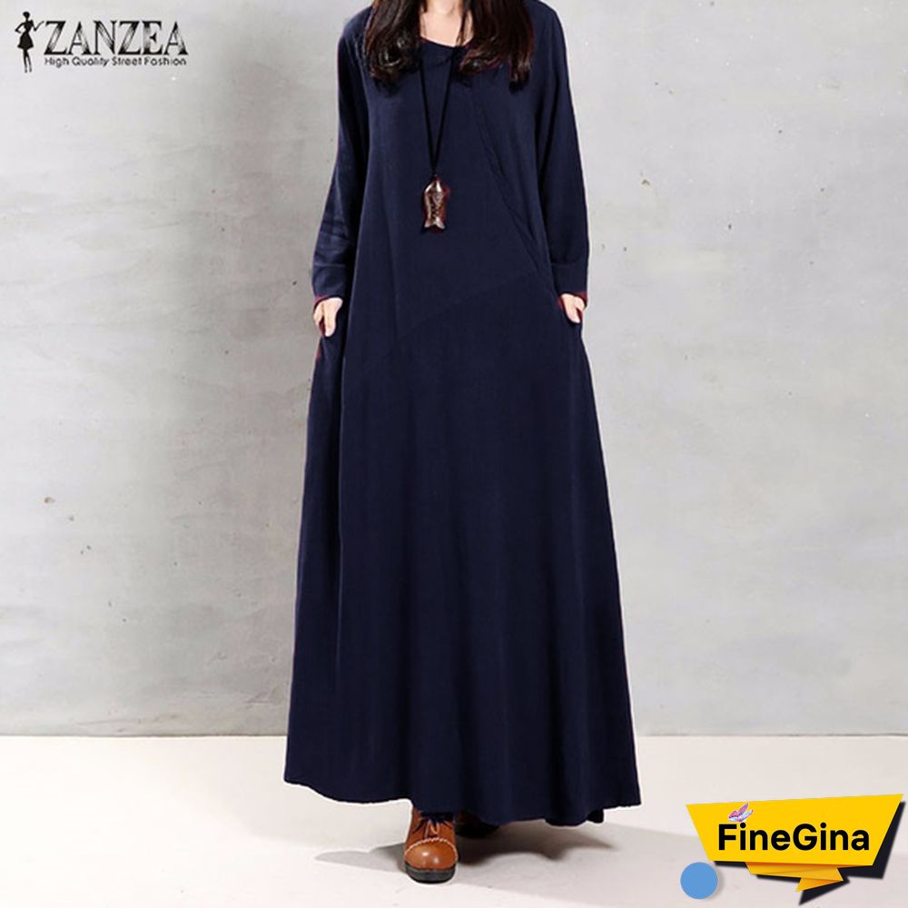 Zanzea Women Autumn Winter Kaftan Caftan Abaya Flare Plus Size Maxi Dress Maxi Dress