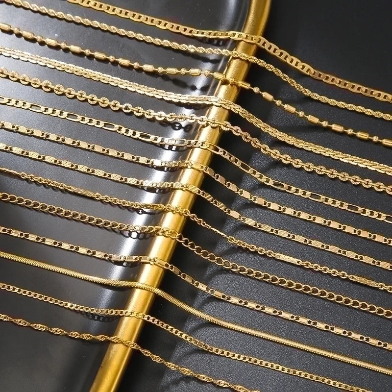 Vintage Style Solid Color Stainless Steel 14K Gold Plated Plating Pendant Necklace2