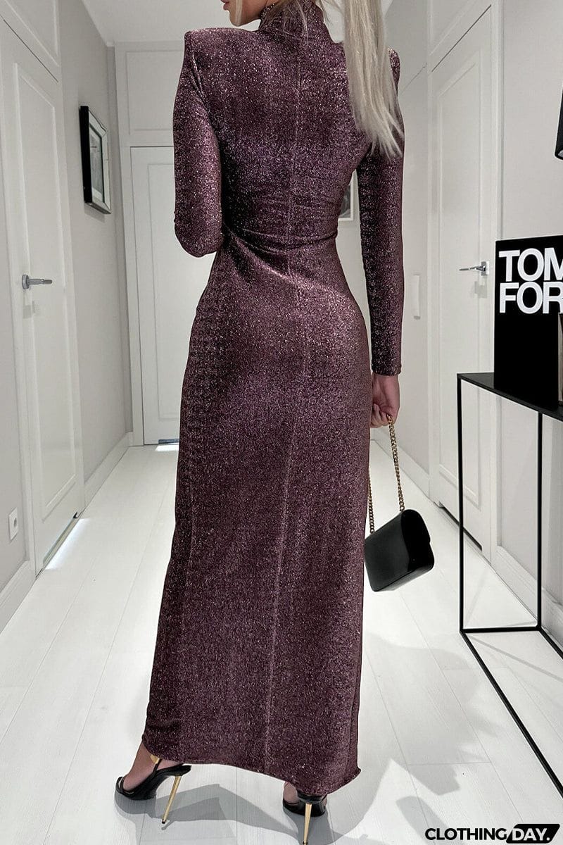 Sexy Elegant Solid Solid Color Half A Turtleneck Sheath Dresses