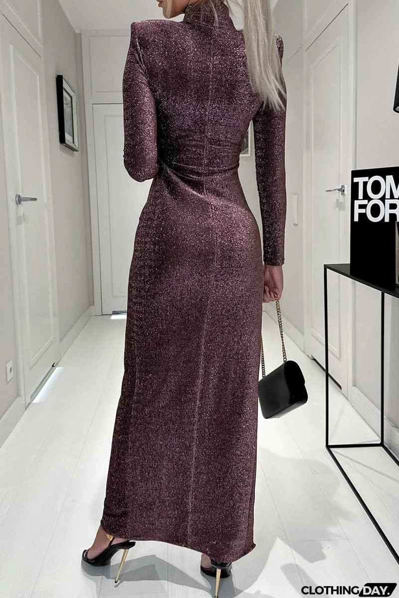 Sexy Elegant Solid Solid Color Half A Turtleneck Sheath Dresses
