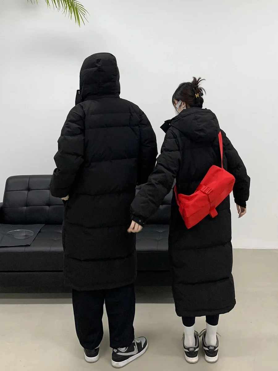 Toloer In The Play Add Thick Down Jacket Female Long Style Add Thick Hooded Over The Knee College Wind Silver Ion Students Lovers Coat-Outfit Ideas