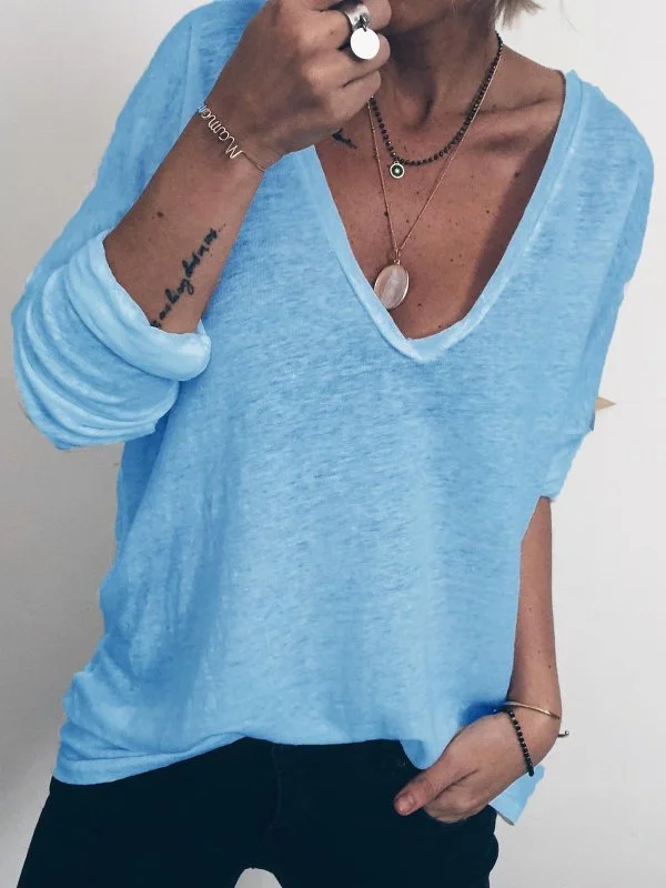 Casual Sculpted V-Neck Shirts and Tops