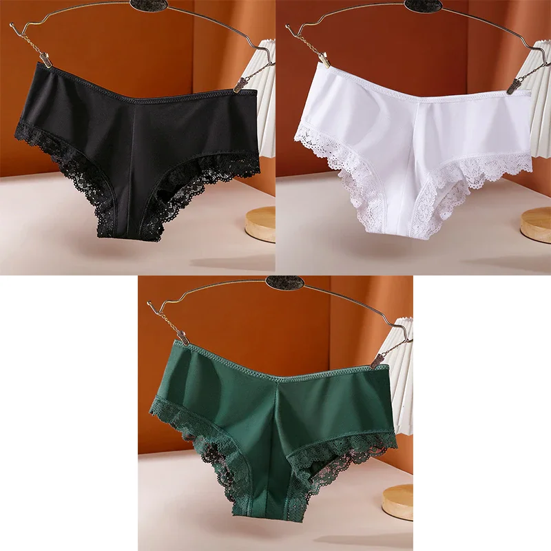 Billionm Sexy Women's Panties Low-Rise Hollow Out Cross Underwear Ice Silk Lace Female Comfort Seamless Lingerie