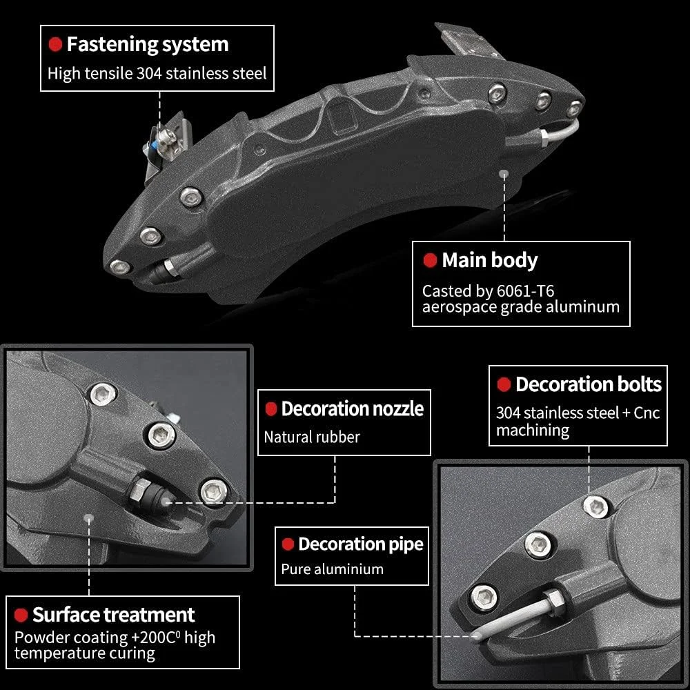 Car aluminum alloy special car special buckle screw fixed caliper cover (4PCS luxury upgrade version)