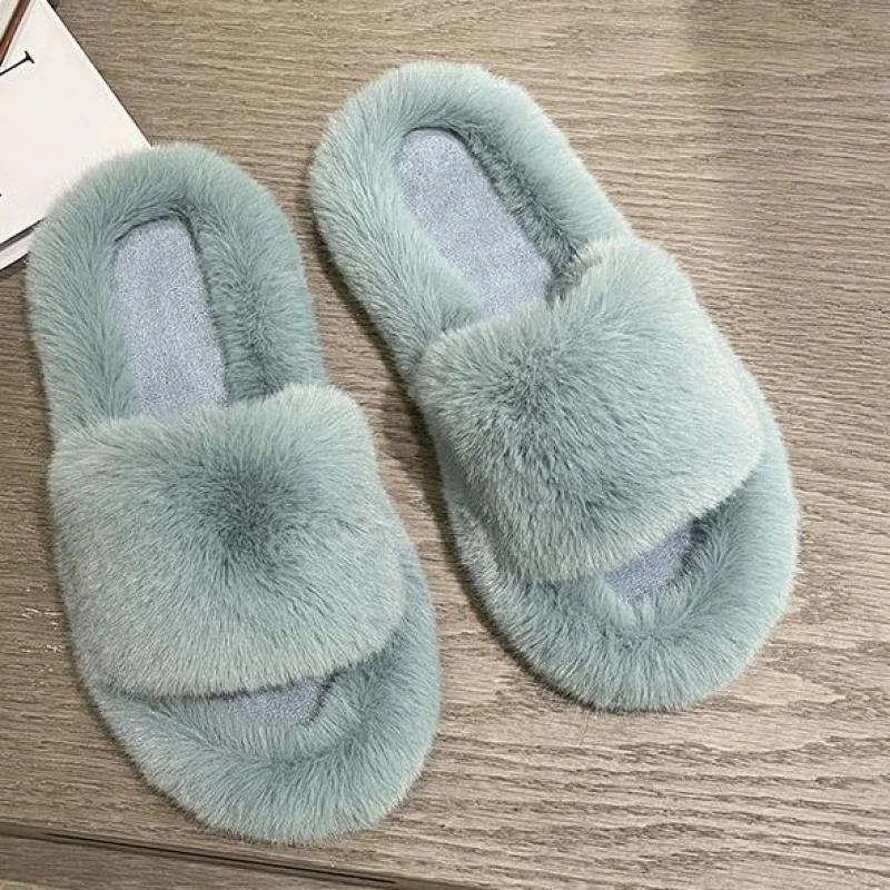 Home Slippers Women's Flat Shoes Female Lady Fur Flip Flops Slides 2022 Soft Plush Cotton Ytmtloy Indoor Winter Zapato Mujer