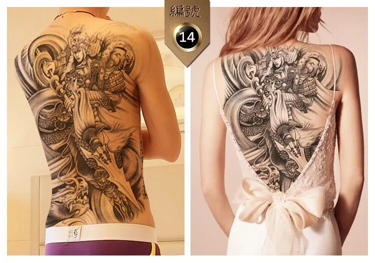 Sdrawing removable waterproof halloween body stickers death skull skeleton temporary tattoo sticker dragon back tattoo large size