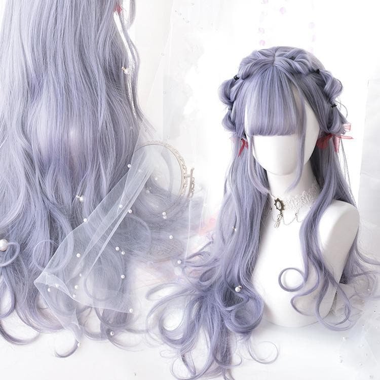 Purple Grey Harajuku Lolita Long Curl Wig SP13658