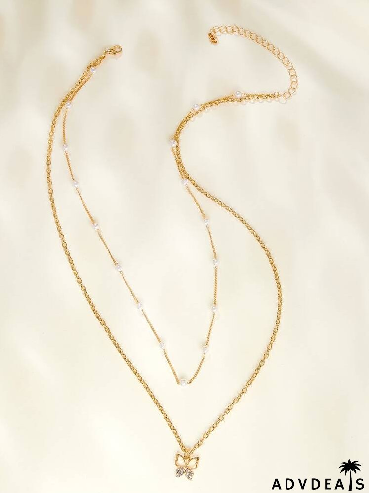 Butterfly Charm Layered Necklace