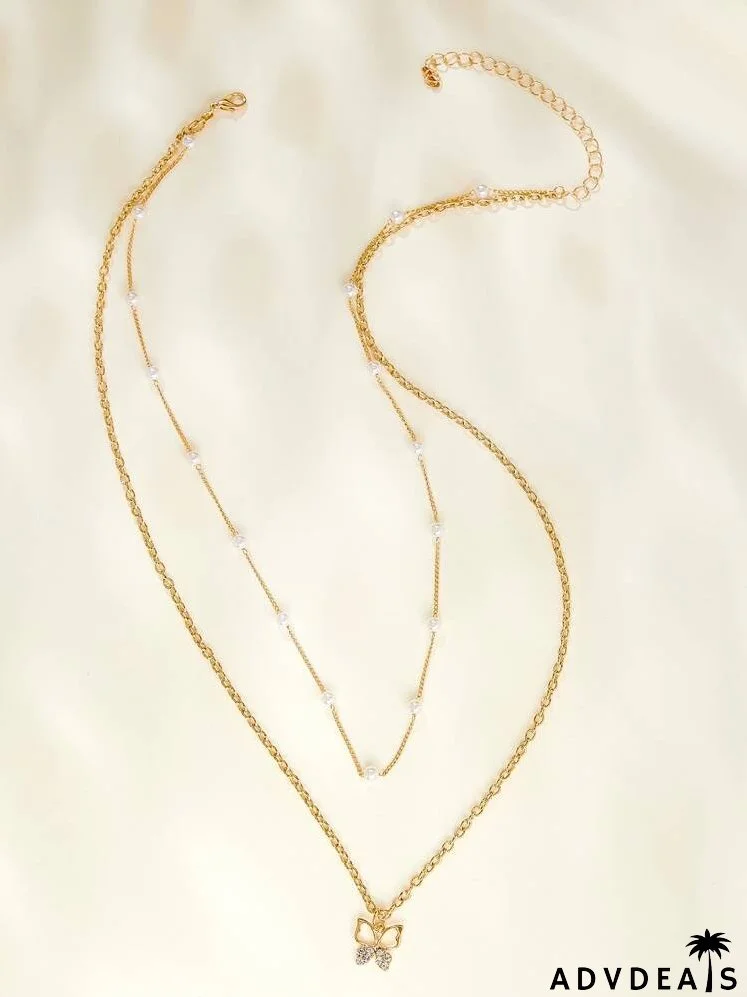 Butterfly Charm Layered Necklace