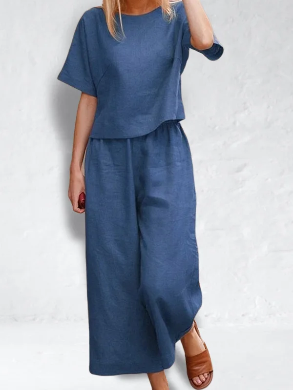 Cotton Blend Loose Fit Casual Suit