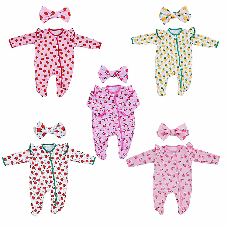 20" Cute Romper & Headband Outfits 5 Sets for Reborn Baby 