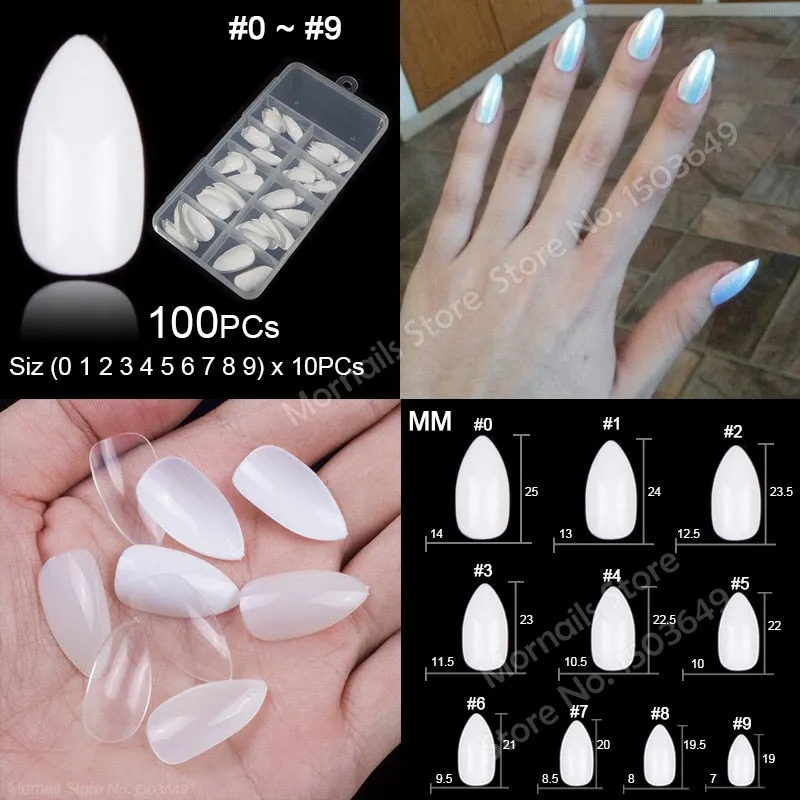 100Pcs/box Nail Tips Short Full Cover Coffin Ballerina False Nails Ballet Shape Acrylic Fake Nails Press On Nails Salon Tools-Nail Inspo
