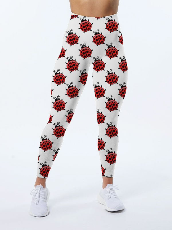 Cute Red Ladybug on White Leggings
