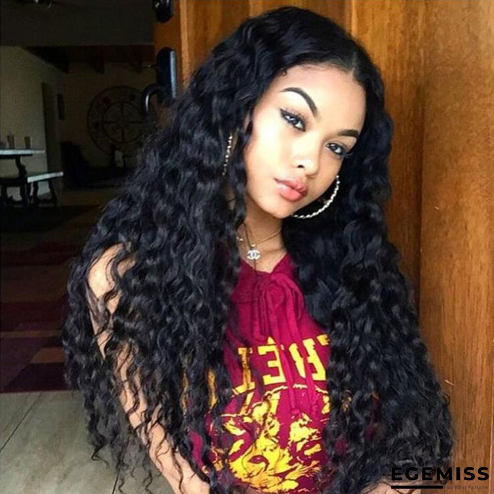 Hot European and American Fashion Wigs Small Curls Black Fluffy Wigs Long Curls | EGEMISS