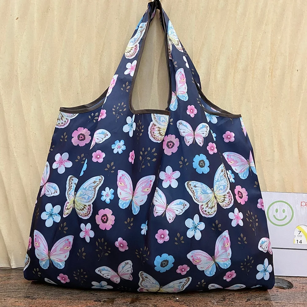 Large Size Heavy Duty Grocery Bag Reusable Supermarket Shopping Bag Handbag Foldable Lady Shoulder Bag Machine Washable Oxford