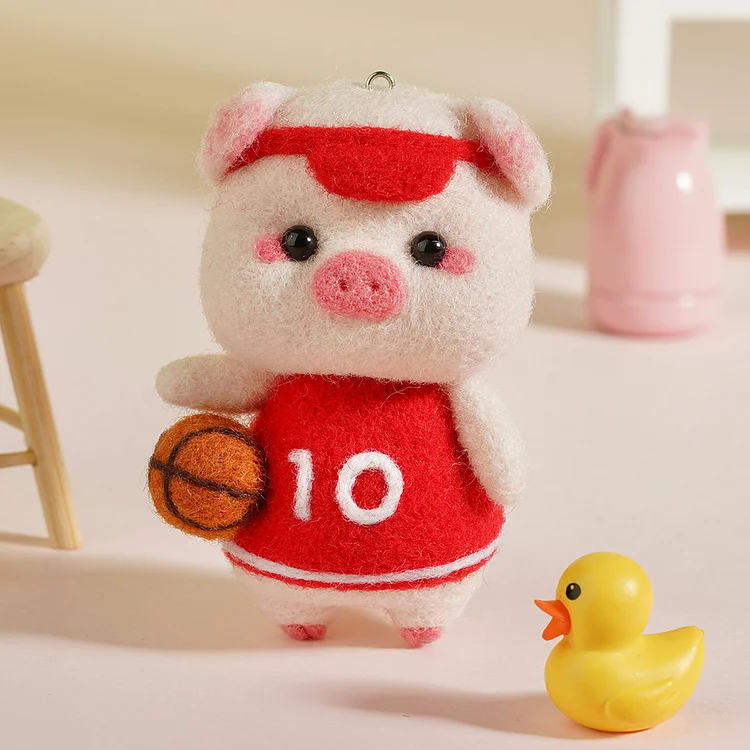 FeltingJoy - Pig Needle Felting Kit - Basketball Piggy