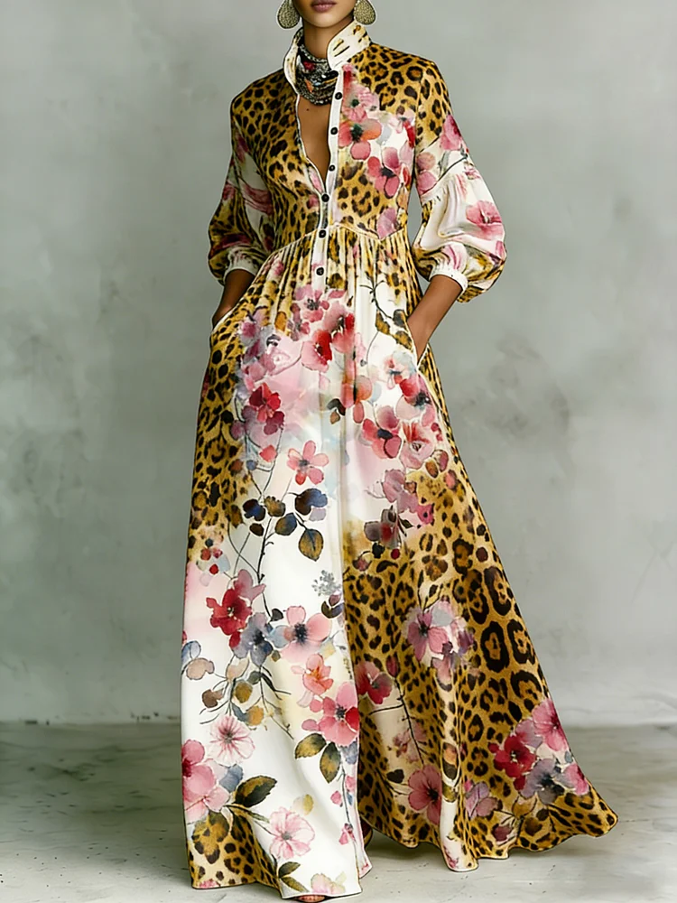Women's Printed Elegant Romantic Vacation Medium Sleeve Maxi Dress