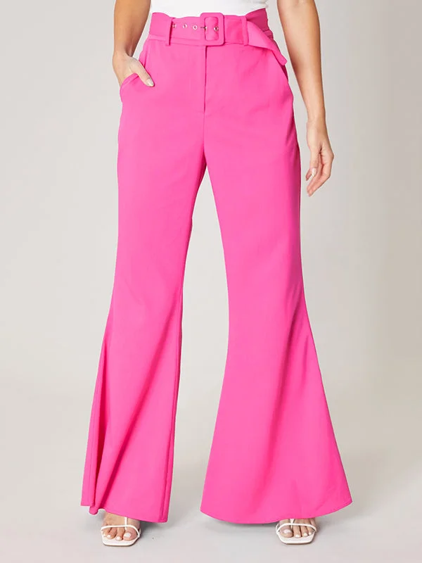 High Waisted Loose Solid Color Pants Trousers
