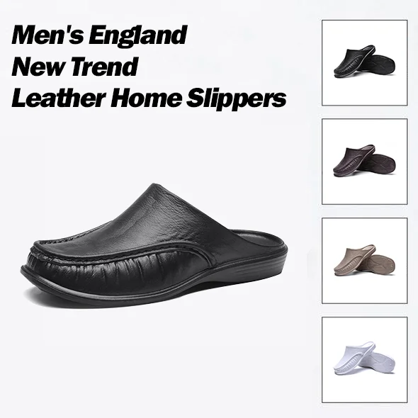 Men's Leather Home Slippers