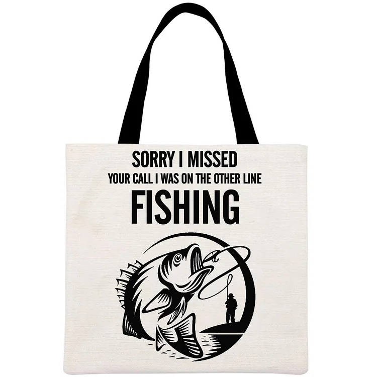 fishing Printed Linen Bag-Annaletters