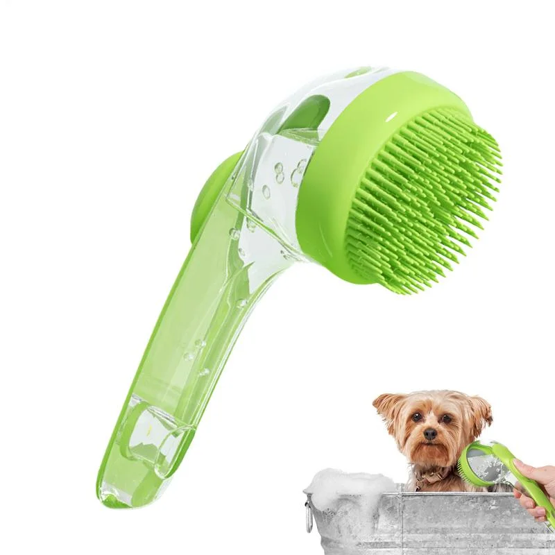 Furry Pet Bath Brush Soft Silicone Long Handle With Shampoo Dispenser