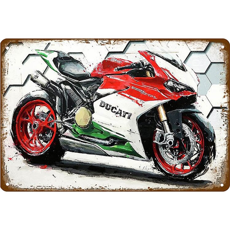 Moto Ducati - Enseigne Vintage Métallique/enseignes en bois - 20*30cm/30*40cm