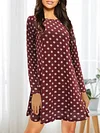 Vibrant Allover Print Crew Neck Loose Fit Dress - Women's Vintage Long Sleeve Dresses for Spring & Fall - Comfortable, Relaxed Style Clothing with Crew Neck Design