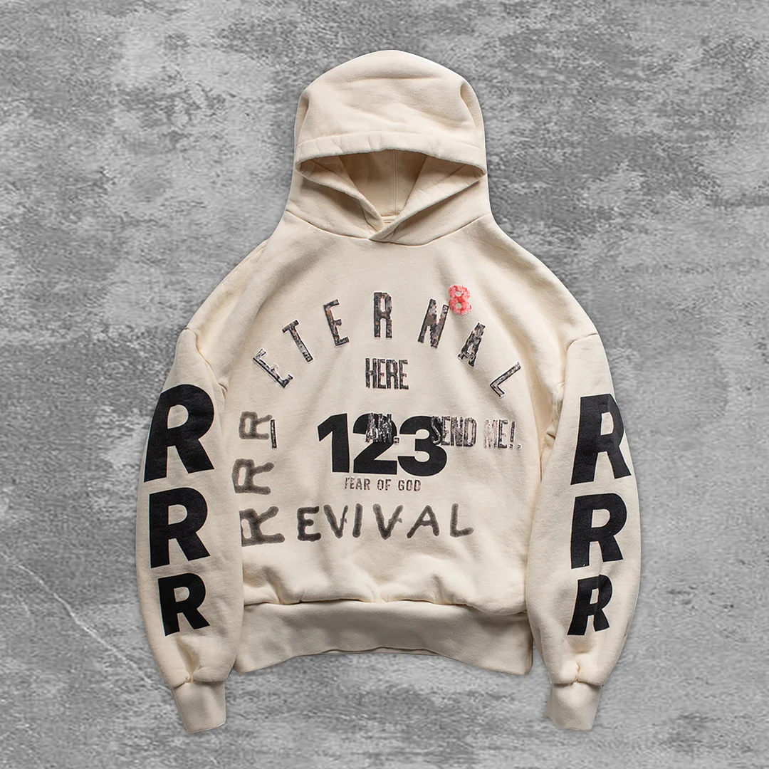 Trendy casual retro print hoodie
