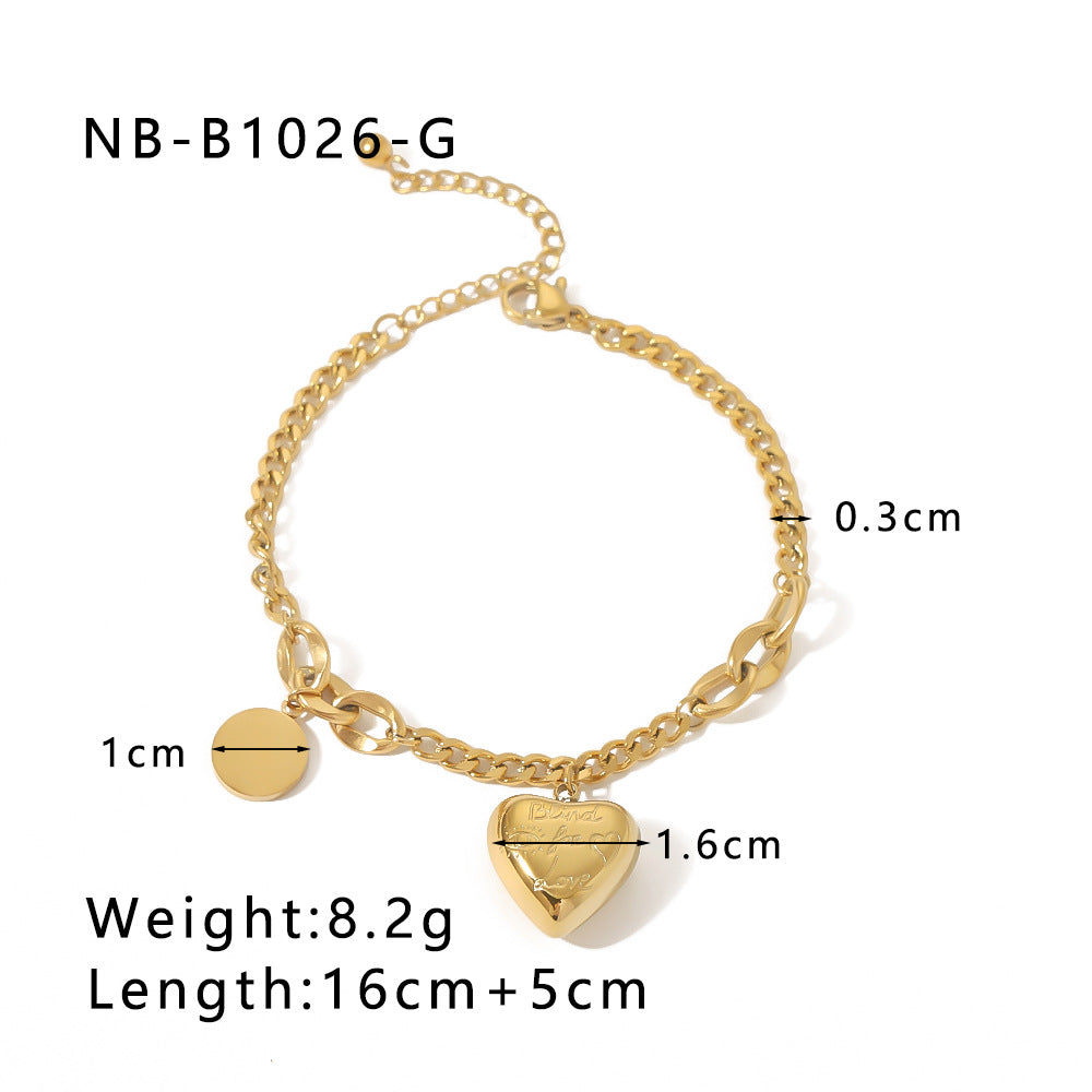 Women IG Style Heart Heart Geometric Stainless Steel Electroplating Bracelets