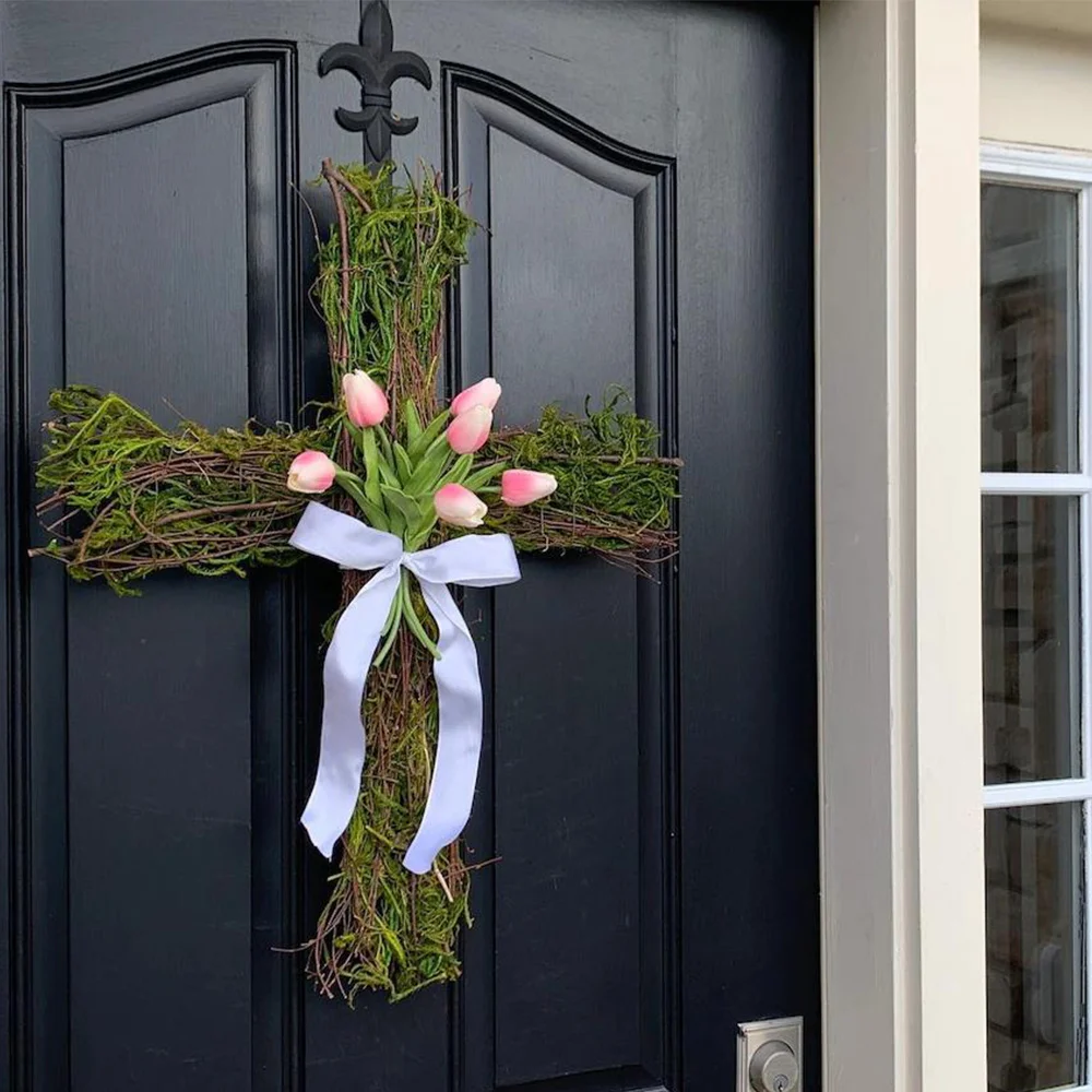 Tulip garland cross decoration door hanging