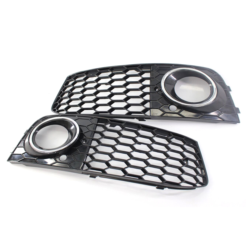 

1 Pair Left Right Fog Light Cover Honeycomb Front Grill Mesh for Audi A4 B8, 501 Original