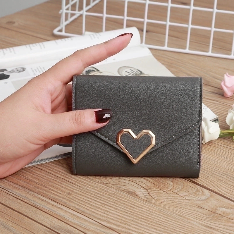 3 Pieces Retro Three-Fold Heart-Shaped Buckle Wallet