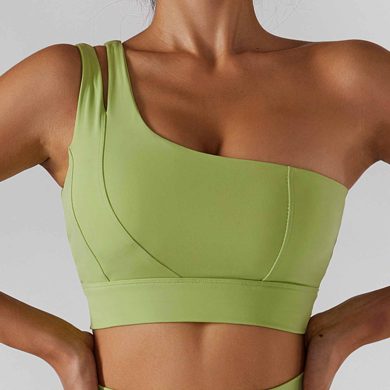 Oblique Single Shoulder Naked Feel Comfort Running Gym Fitness Sports Bra