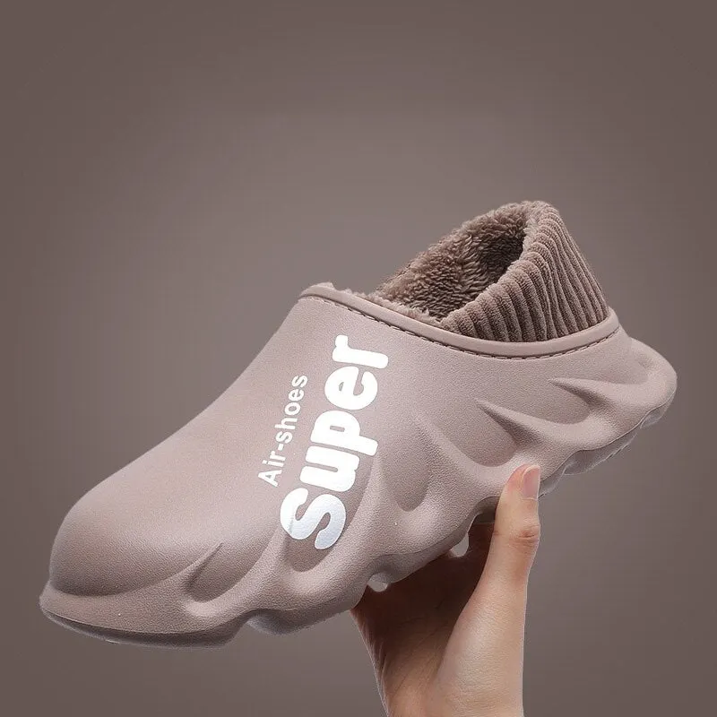 2021 Couples Winter Plush Slippers Warm Men Shoes Waterproof Autumn Women Non-Slip Cotton Indoor Cozy Home Thick Heel Slipper