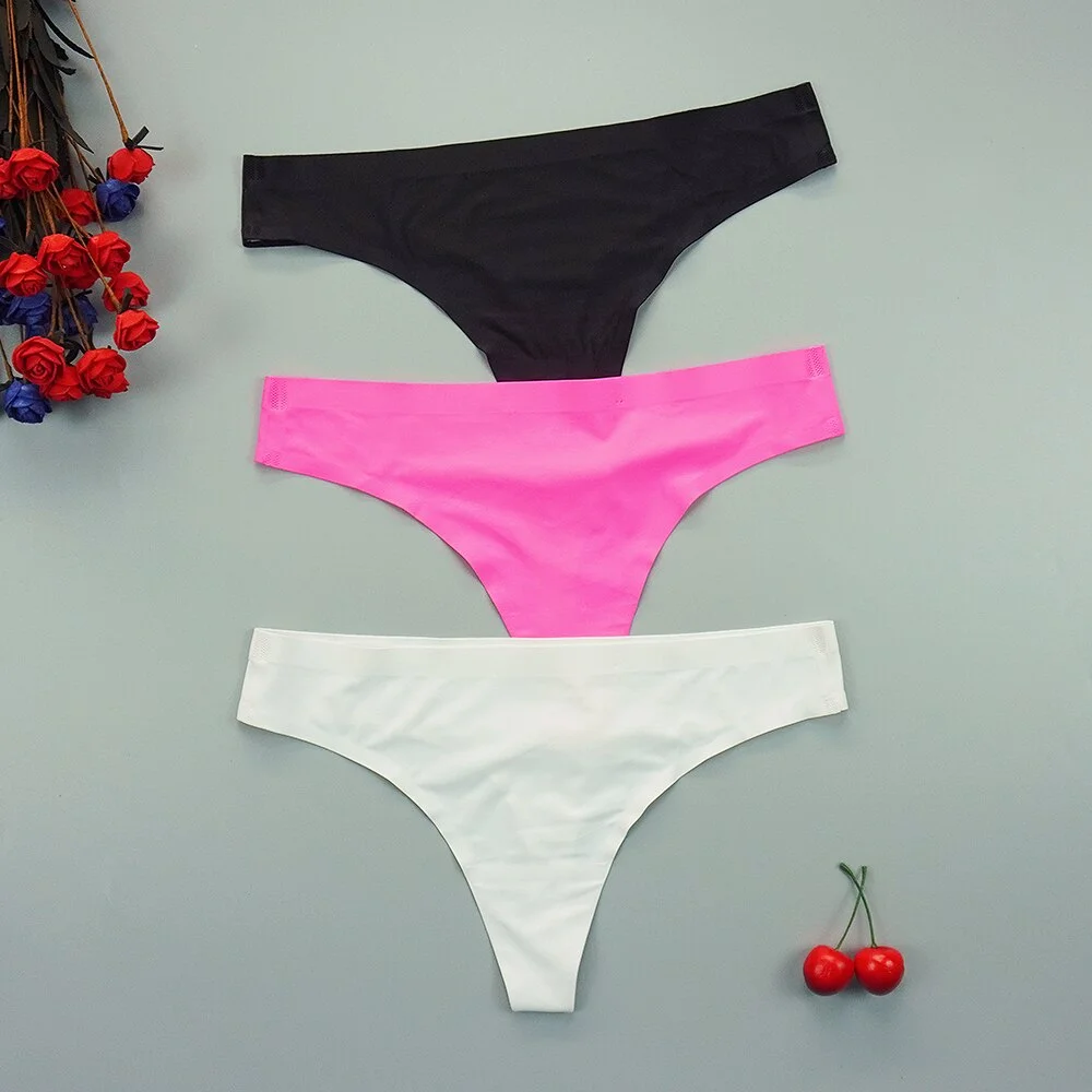 Billionm Sexy Seamless Thongs Ladies Ice Silk G-String Woman Sport Intimate Comfort Panties Female Underpants Plus Size S-4XL