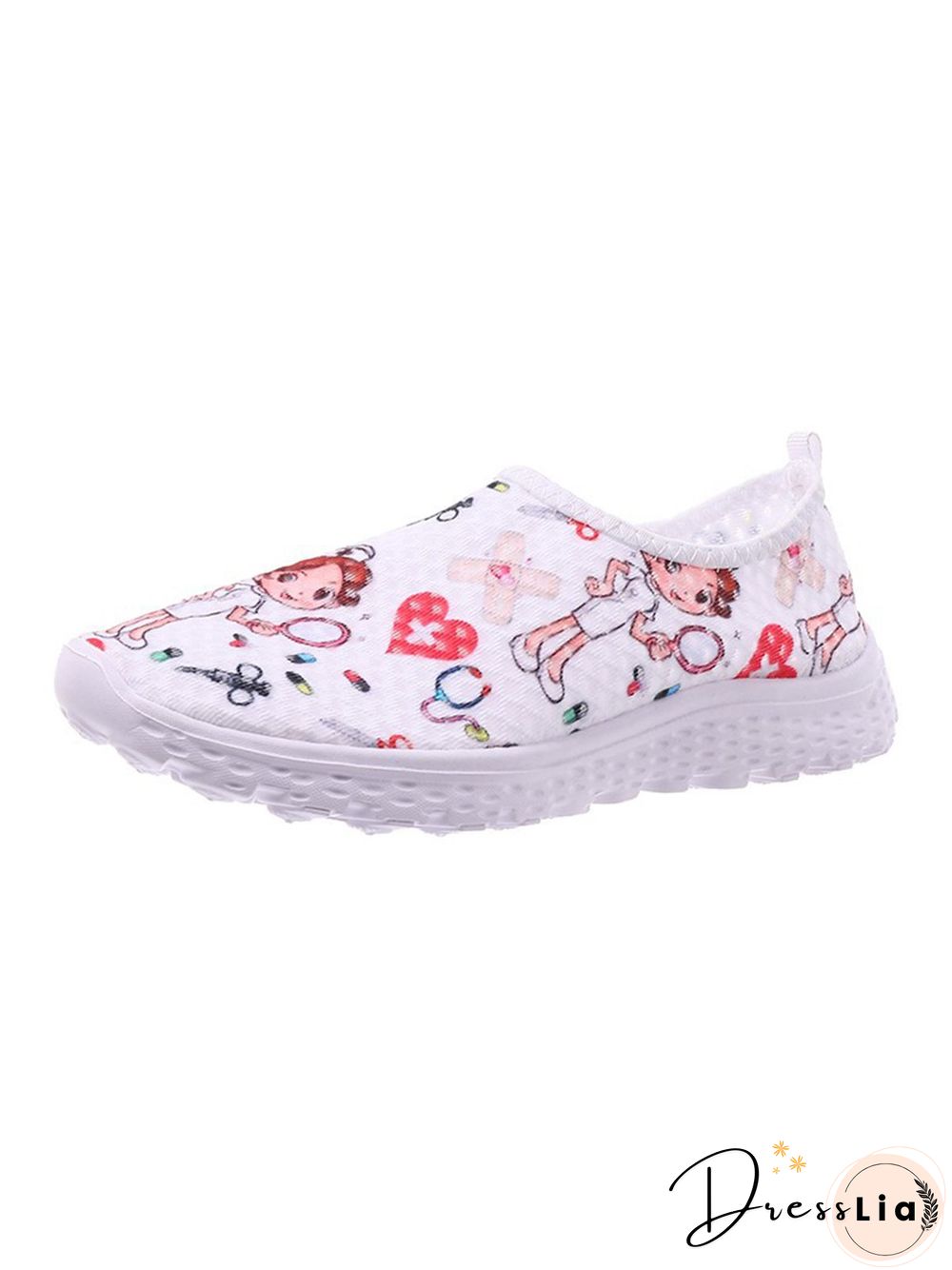 Nurse Fighting Epidemic Print Breathable Tulle Mesh Lightweight Sneakers