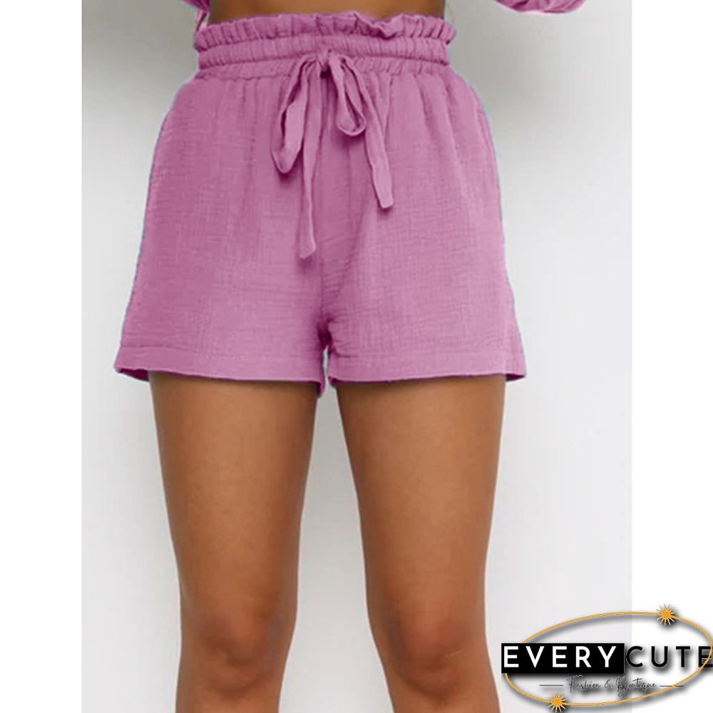 Pink Cotton Blend Pocket Shirt with Shorts Set