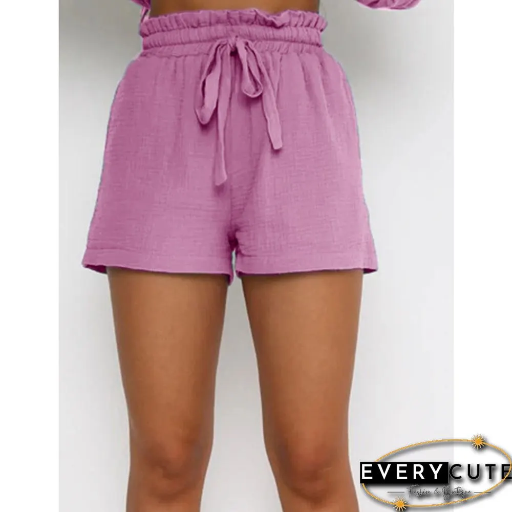 Pink Cotton Blend Pocket Shirt with Shorts Set