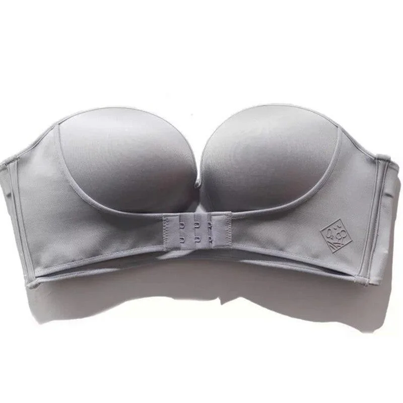 Korea  Strapless Adjustable Buckle No Rims Chest Big Bust Summer Tops Tube Crop Top Bustier bras for Women Bra lingerie QP8