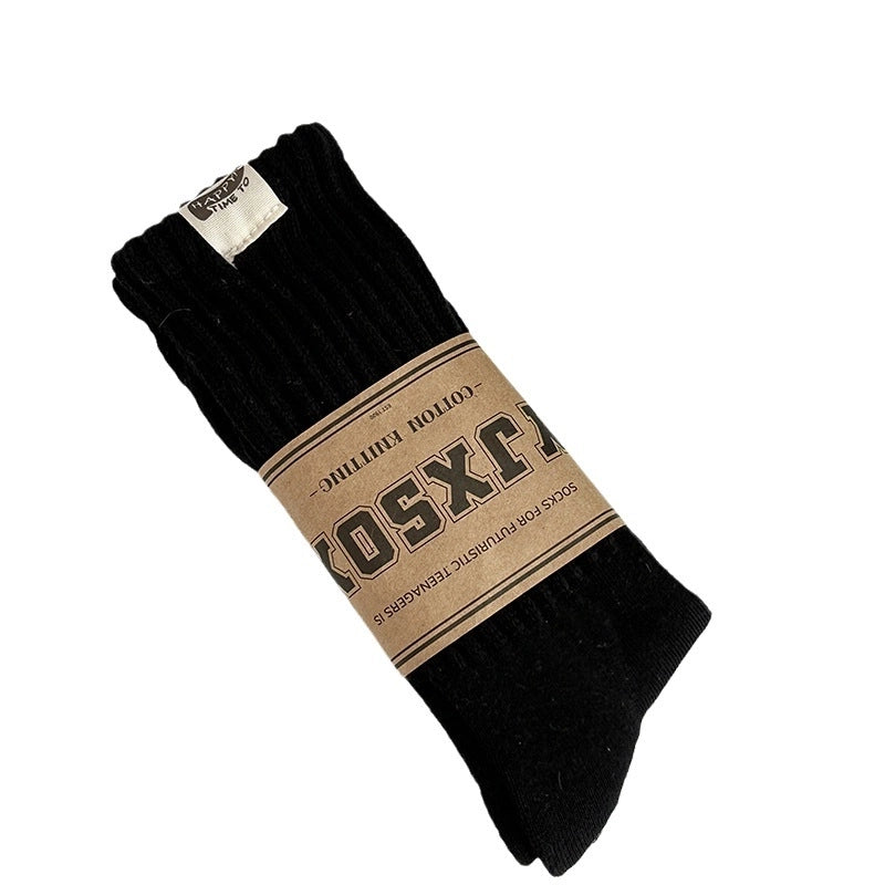 Unisex Sports Solid Color Cotton Crew Socks A Pair