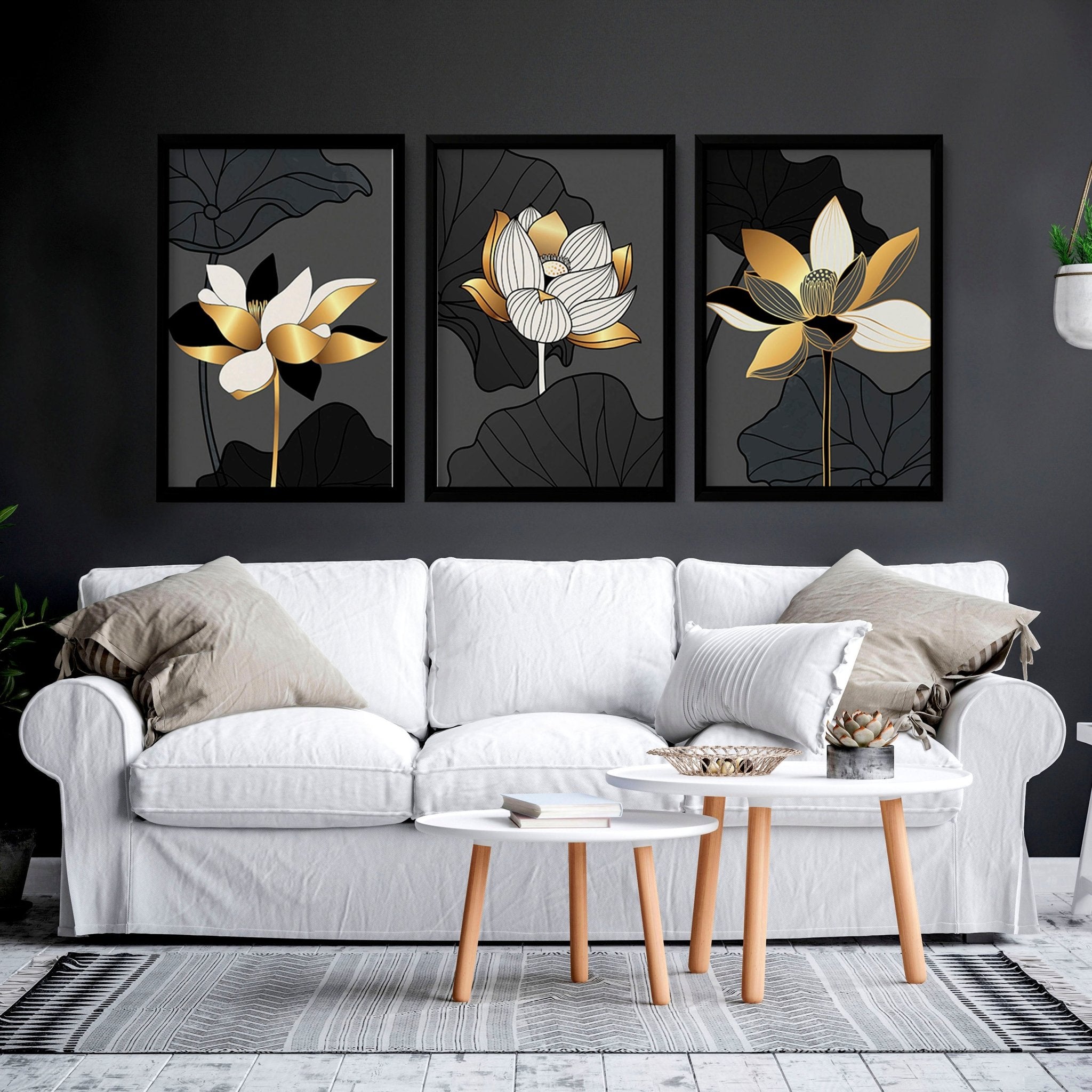 Large wall art for living room | set of 3 wall art prints everthome