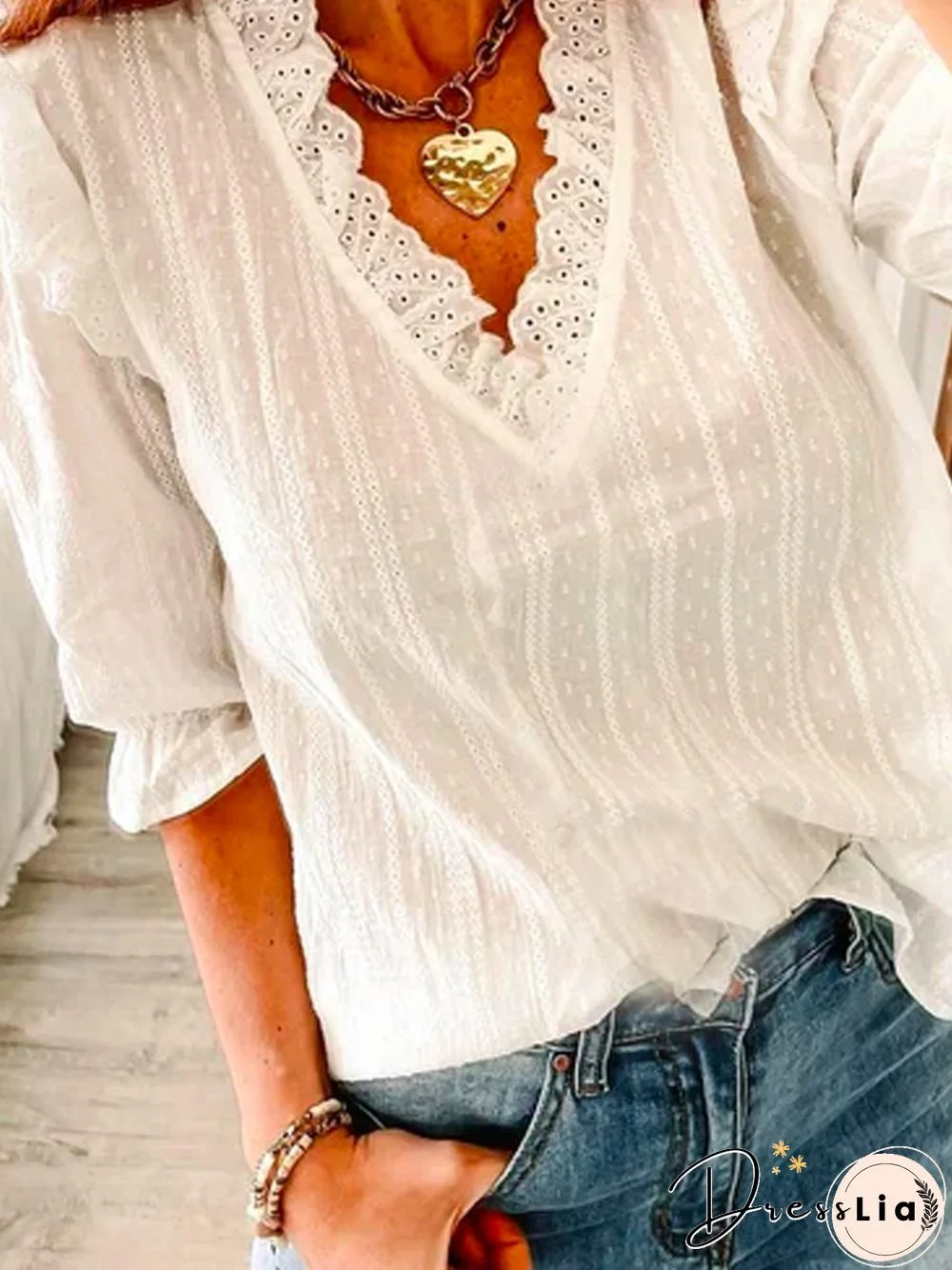 Casual Long Sleeve Plain Tops