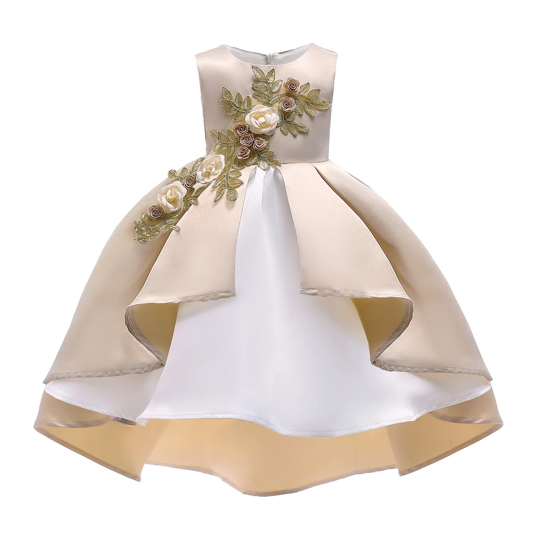 Buzzdaisy Flowers Princess Dress For Toddlers Round Collar Sleeveless Can Be Washed Cotton Retro Dress Casual
